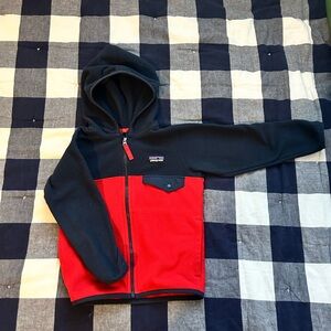 Patagonia Kids Red and Navy Hooded Fleece